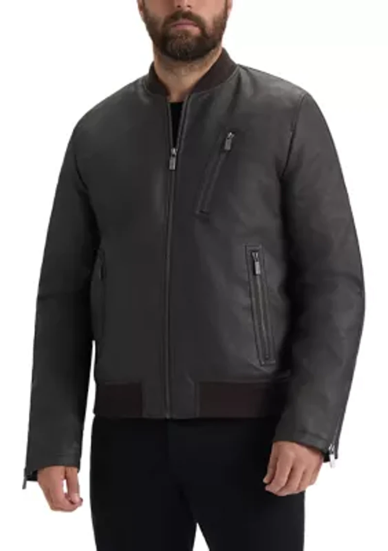 Men’s Dawson Textured Vegan Leather Jacket with Flannel Plaid Lining