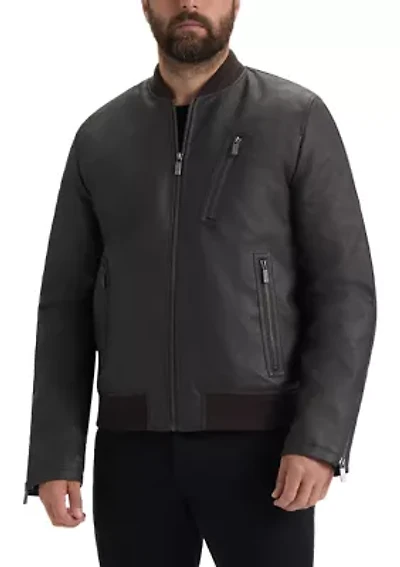 Men’s Dawson Textured Vegan Leather Jacket with Flannel Plaid Lining