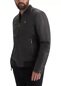 Men’s Dawson Textured Vegan Leather Jacket with Flannel Plaid Lining