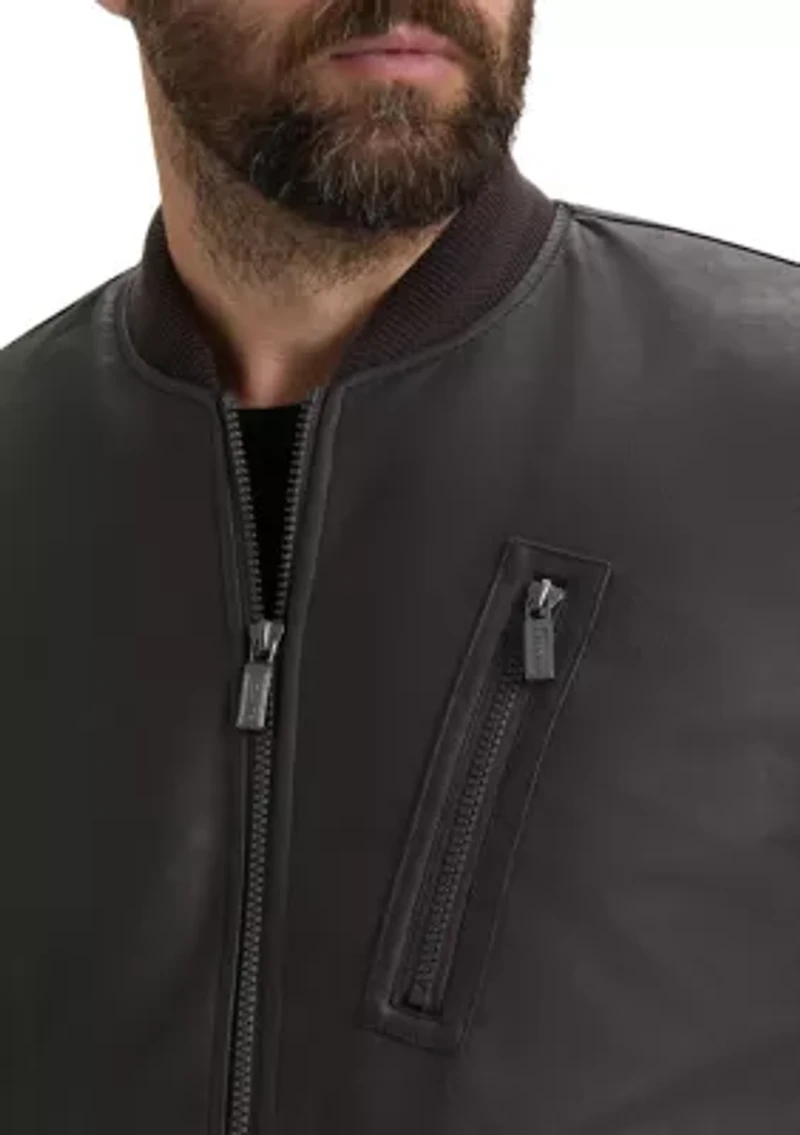 Men’s Dawson Textured Vegan Leather Jacket with Flannel Plaid Lining