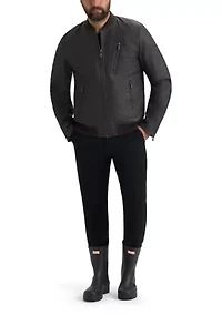 Men’s Dawson Textured Vegan Leather Jacket with Flannel Plaid Lining