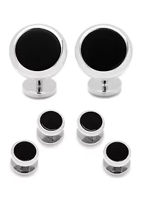 Double Sided Mother of Pearl Round Beveled Stud Set