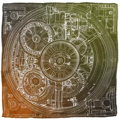 Antique Clock Gradient Pocket Square