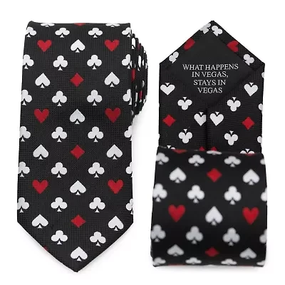 Card Suits Vegas Hidden Message Black Men's Tie