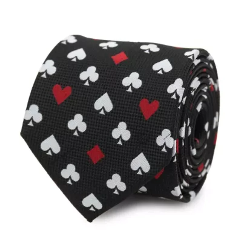 Card Suits Vegas Hidden Message Black Men's Tie