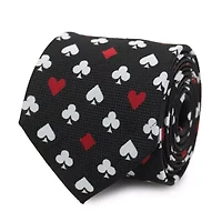 Card Suits Vegas Hidden Message Black Men's Tie
