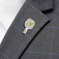 Pickleball Racket Silver Lapel Pin