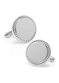 Stainless Steel Rope Border Round Engravable Cufflinks