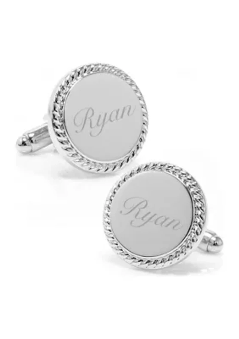 Stainless Steel Rope Border Round Engravable Cufflinks