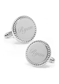 Stainless Steel Rope Border Round Engravable Cufflinks