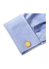 14K Gold Plated Rope Border Round Engravable Cufflinks