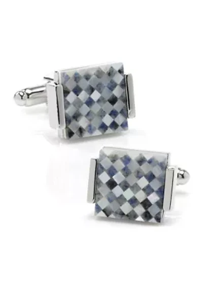 Floating Mother of Pearl Checkered Cufflinks