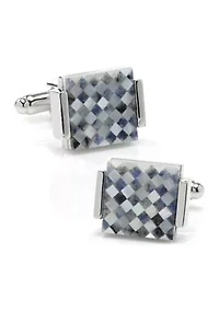 Floating Mother of Pearl Checkered Cufflinks