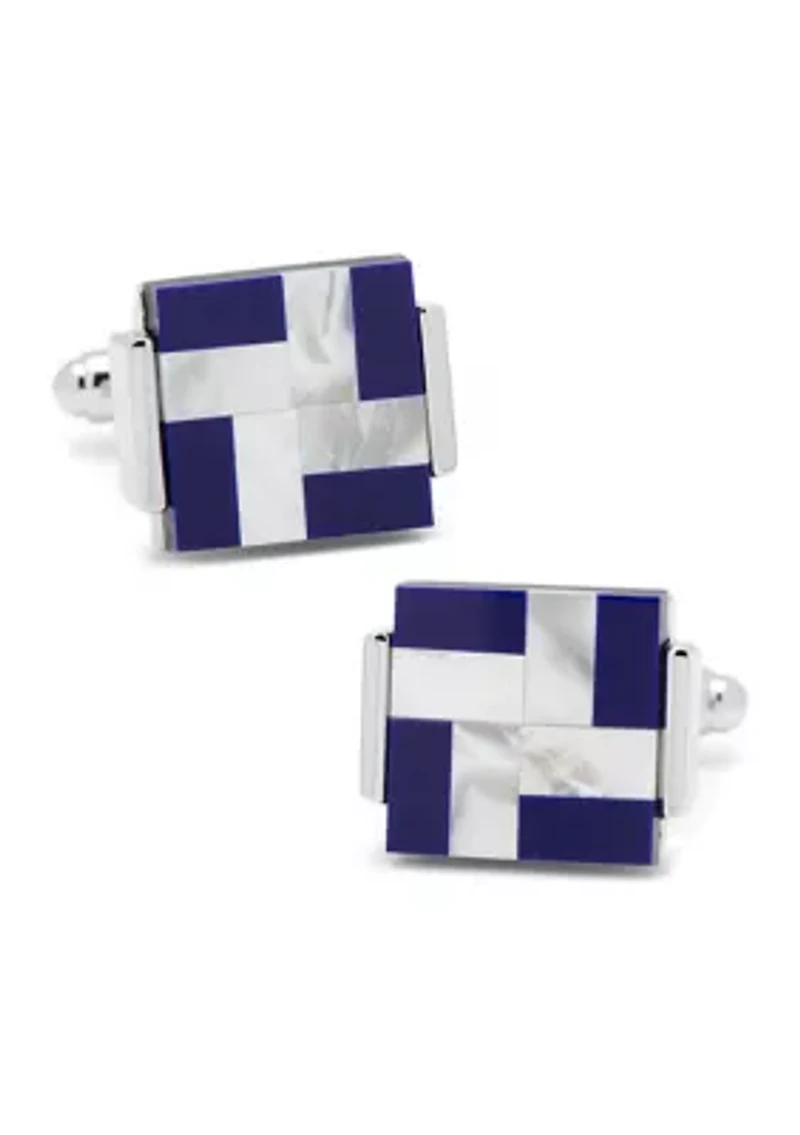 Mother of Pearl and Lapis Blue Windmill Square Cufflinks