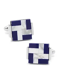 Mother of Pearl and Lapis Blue Windmill Square Cufflinks