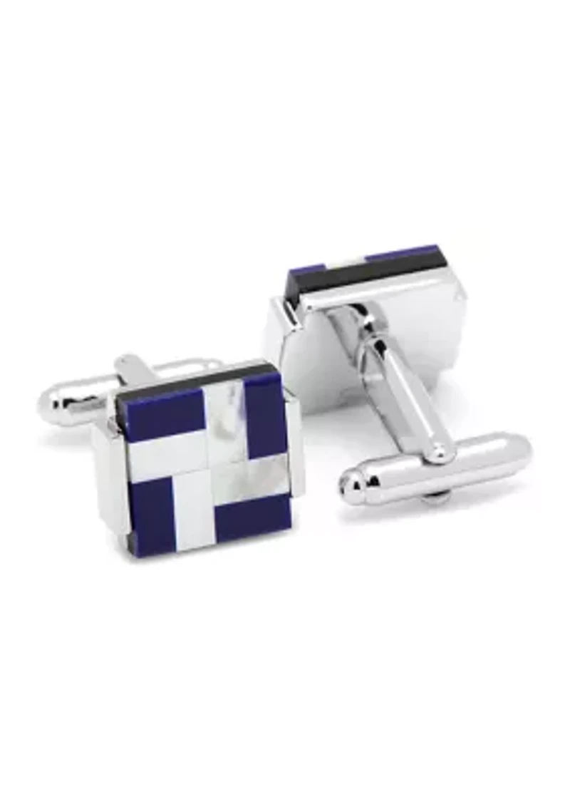 Mother of Pearl and Lapis Blue Windmill Square Cufflinks