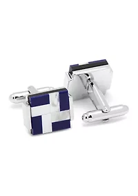 Mother of Pearl and Lapis Blue Windmill Square Cufflinks