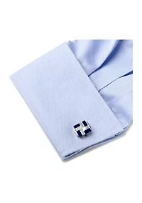 Mother of Pearl and Lapis Blue Windmill Square Cufflinks