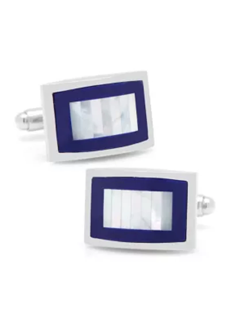 Mother of Pearl and Lapis Blue Key Cufflinks