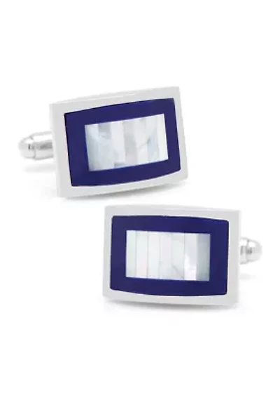 Mother of Pearl and Lapis Blue Key Cufflinks