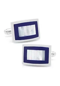 Mother of Pearl and Lapis Blue Key Cufflinks