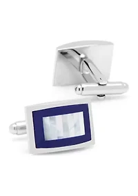 Mother of Pearl and Lapis Blue Key Cufflinks