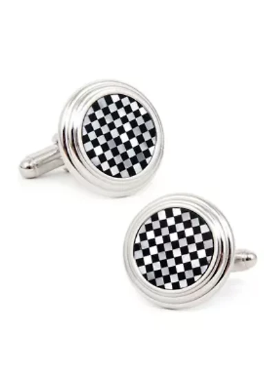 Onyx and Mother of Pearl Checker Step Cufflinks