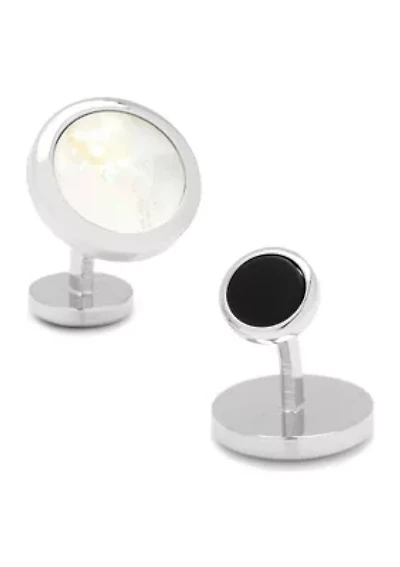 Double Sided Mother of Pearl Round Beveled Cufflinks