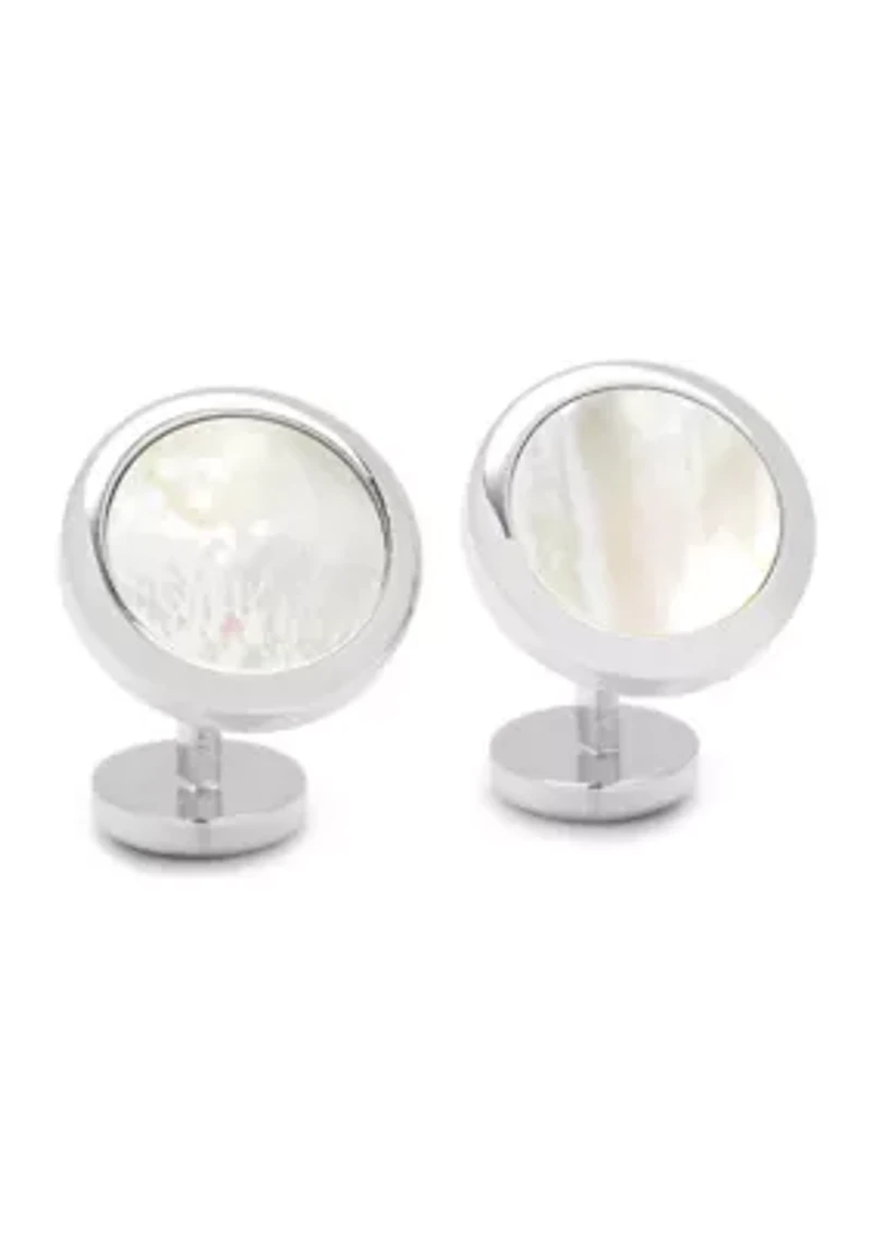 Double Sided Mother of Pearl Round Beveled Cufflinks