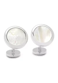Double Sided Mother of Pearl Round Beveled Cufflinks