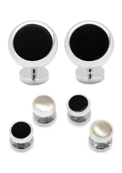 Double Sided Mother of Pearl Round Beveled Stud Set