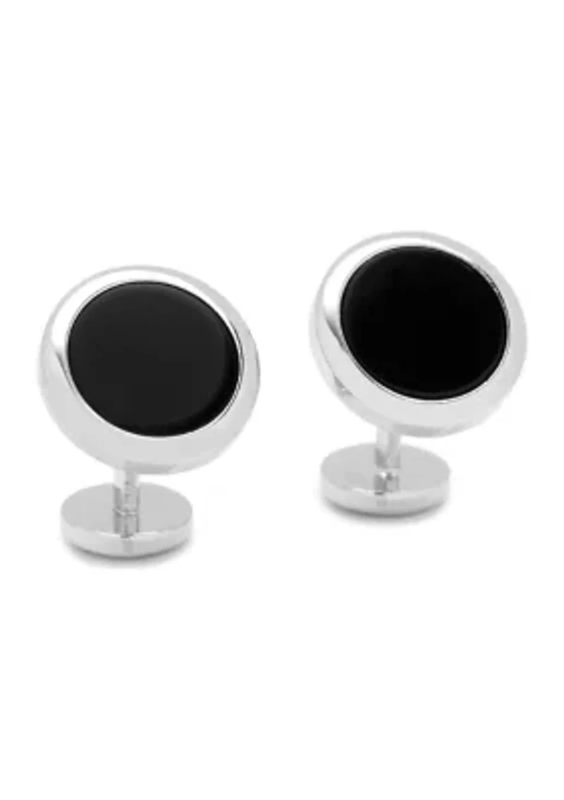 Double Sided Onyx Round Beveled Cufflinks