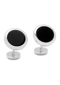 Double Sided Onyx Round Beveled Cufflinks