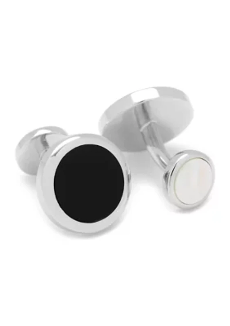Double Sided Onyx Round Beveled Cufflinks
