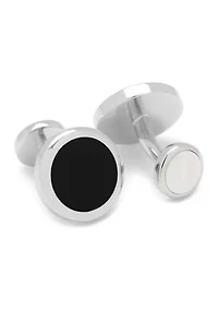 Double Sided Onyx Round Beveled Cufflinks