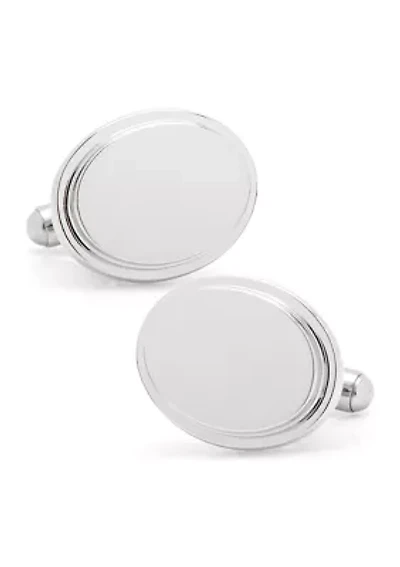 Stainless Steel Oval Step Engravable Cufflinks