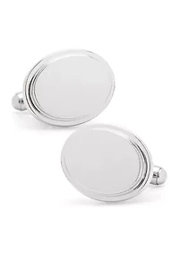 Stainless Steel Oval Step Engravable Cufflinks
