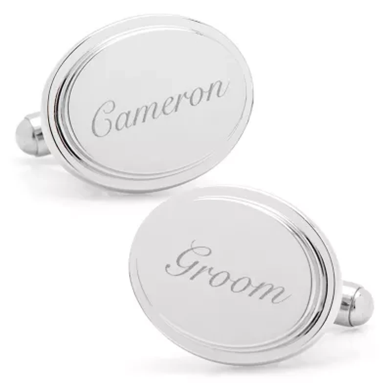 Stainless Steel Oval Step Engravable Cufflinks