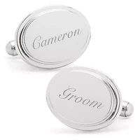 Stainless Steel Oval Step Engravable Cufflinks