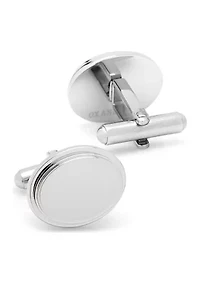 Stainless Steel Oval Step Engravable Cufflinks