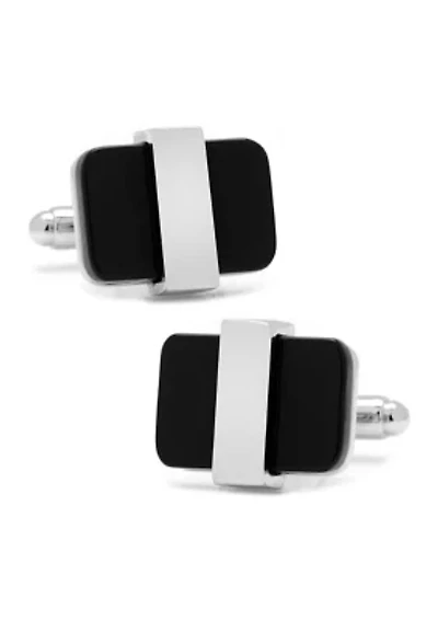 Silver Wrapped Onyx Cufflinks