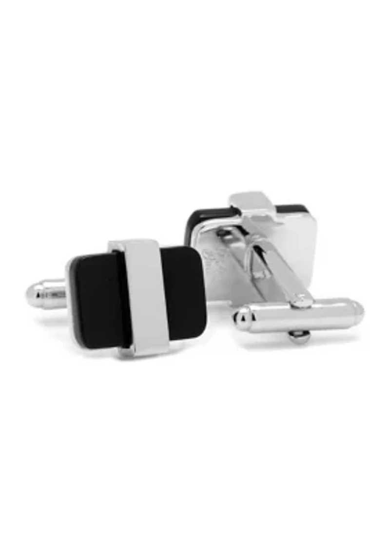 Silver Wrapped Onyx Cufflinks