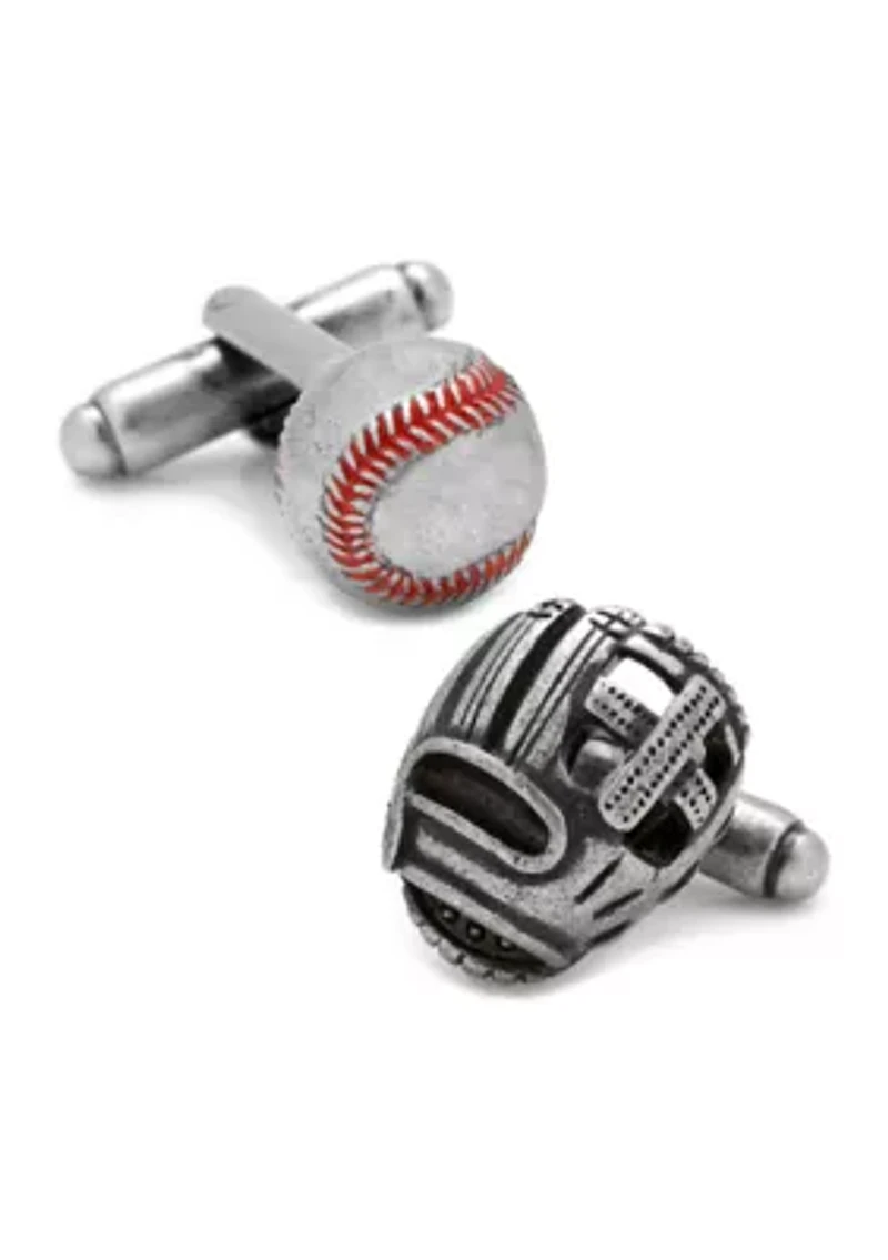 Baseball and Glove Antique Silver Cufflinks