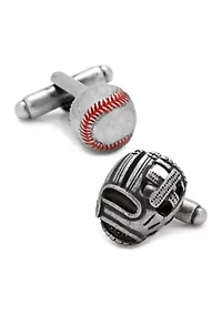 Baseball and Glove Antique Silver Cufflinks