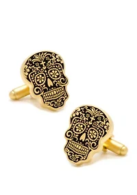 Gold Tone Day of the Dead Cufflinks