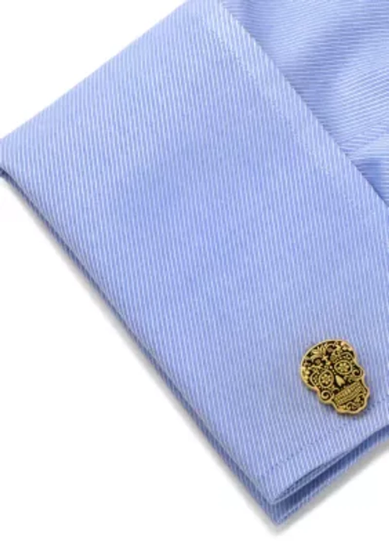 Gold Tone Day of the Dead Cufflinks