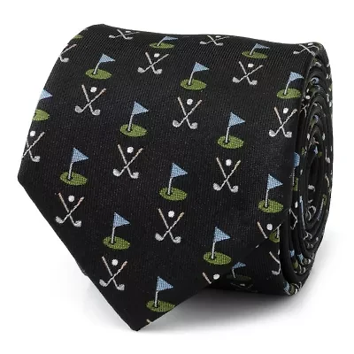 Golf Course Black Silk Tie