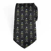 Golf Course Black Silk Tie