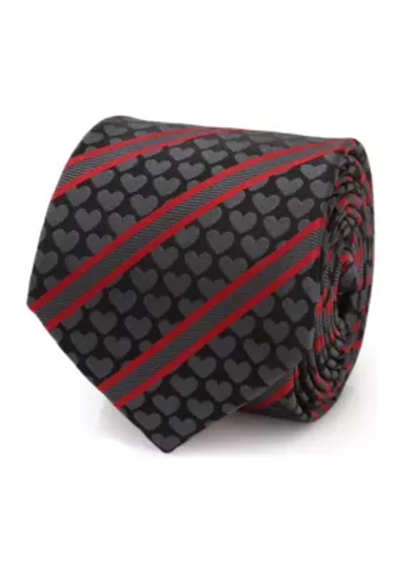 Black Heart Striped Tie