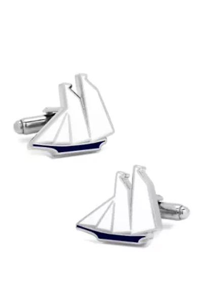 Blue and White Sailboat Cufflinks